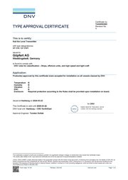 Typenzulassung DNV für Sensor für Tankinhaltsmessung